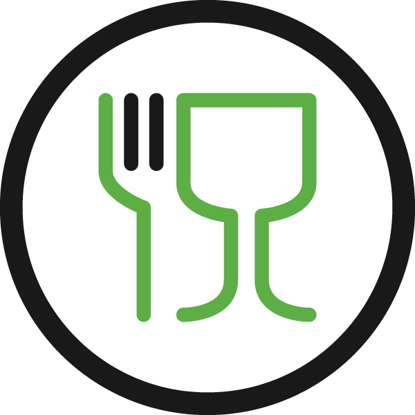 The glass and fork symbol (a glass and a fork...