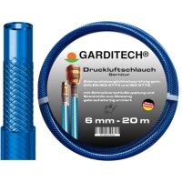 Druckluftschlauchgarnitur 6 mm 15 m Rolle (Kupplung &amp; Stecker mit H&uuml;lsen verpresst)
