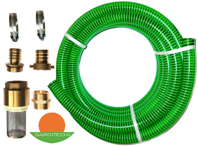 1m-50m A-Flex-Garnitur grün Kunststoffspiralschlauch Ansauggarnitur 1" 